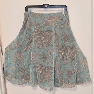 Teal and Brown Paisley East5th Lined Skirt SZ 10